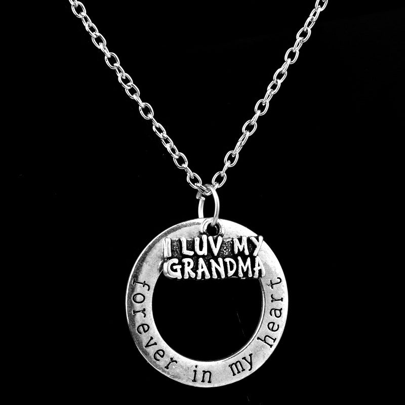 Wholesale Mother's Day Alloy Engraved Forever in Heart Pendant Necklace